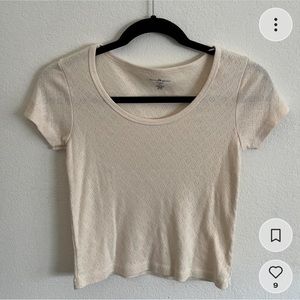 brandy melville cream heart eyelet top